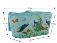 COPPER AART Ocean Green printed Rectangle Hanging Metal Pot Holder With Detachable Double Hooks Set of 5 - Free Size, Ocean Green, Metal, Set of 5, Rectangle